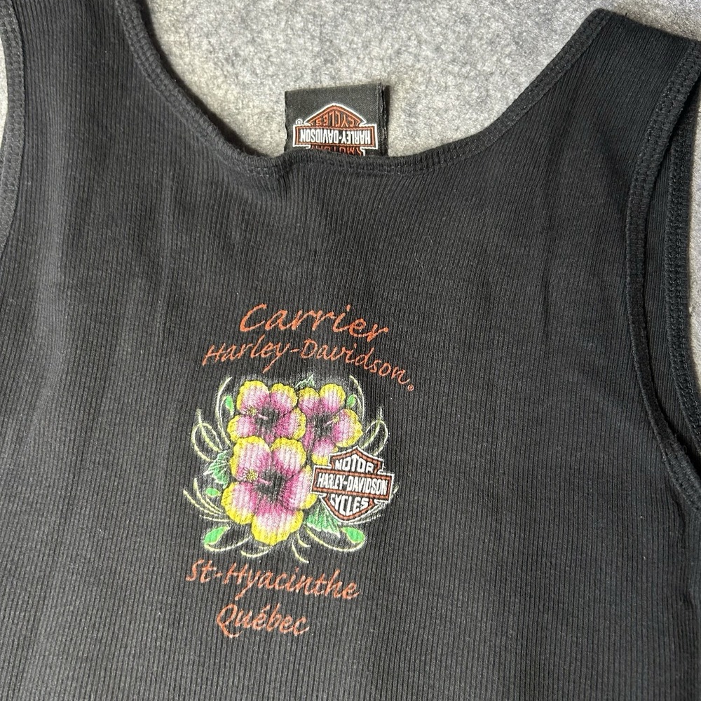Harley Davidson Women's Small Tiger Ribbed Black Tank Top Quebec Canada - Picture 8 of 9